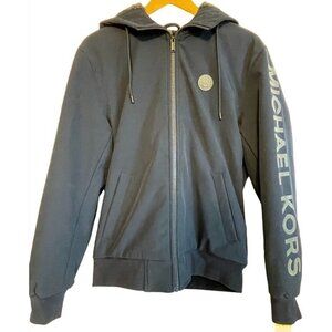Michael Kors Mens Midnight Blue Hooded Jacket Coat M Fleece Lined Full‎ Zip NEW